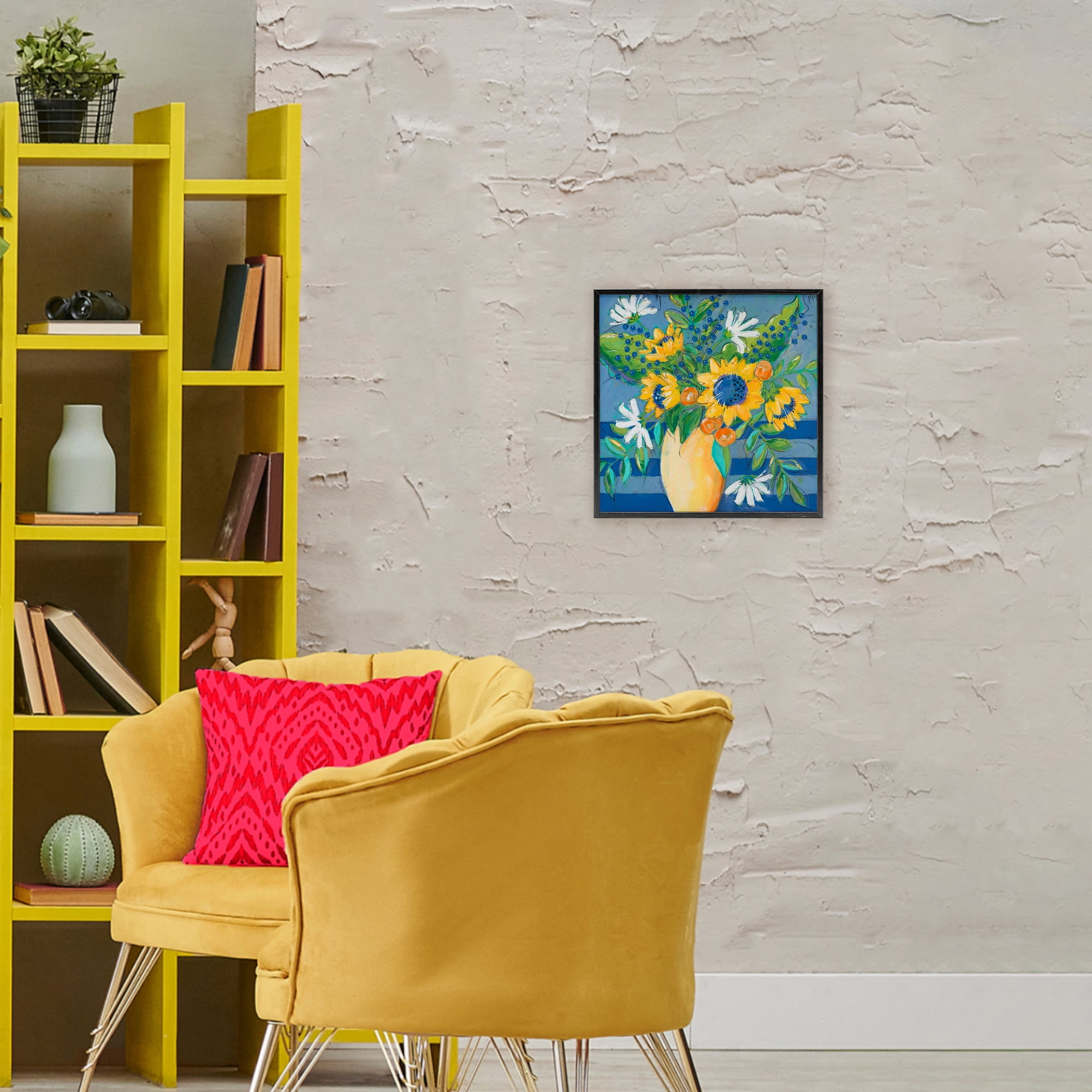 Stupell Industries Floral Bursts Among The Blue Black Framed Giclee Art, design by Krinlox