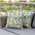 thumbnail image 4 of Farm Lemon Pillow Covers 2 Pack Yellow Fruit Plant Vintage Blue Geometric Pillowcase Waterproof Outdoor Throw Pillow Cover for Patio Garden Square Cushion 26”x26”, 4 of 9