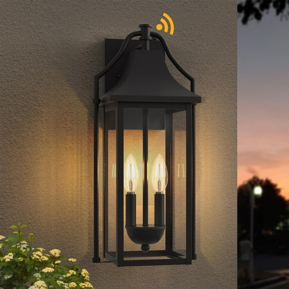 Lámpara de pared para exteriores Lawyettle, 18 pulgadas, moderna, impermeable, negra