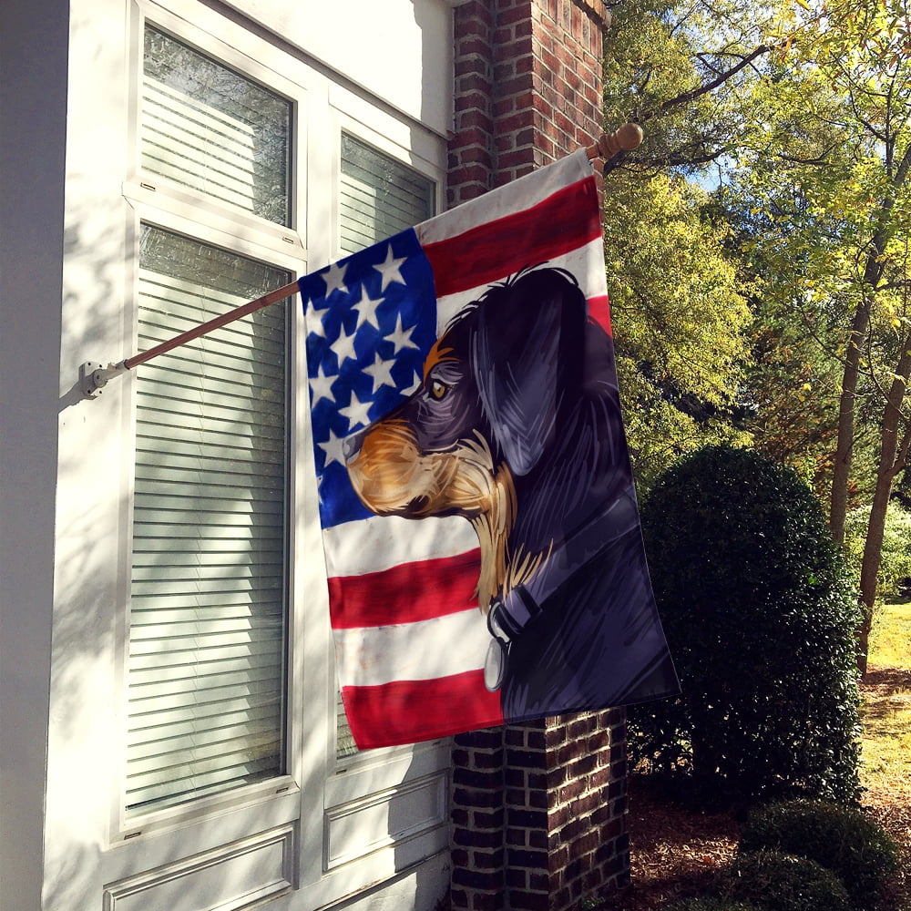 Caroline's Treasures Gartenflagge – Transylvanischer Hound Mit US-Flagge | 27,9x38,1 Cm, Doppelseitig Bedruckt | Wetterfest & Wasserabweisend