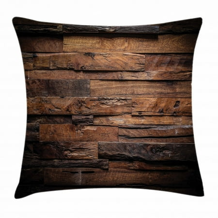 Chocolate Throw Pillow Cushion Cover Rough Dark Timber Texture