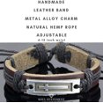 thumbnail image 3 of Cross Leather Bracelet for Men: Confirmation Gifts for Teenage Boy (Black Rope with Brown Band), 3 of 5