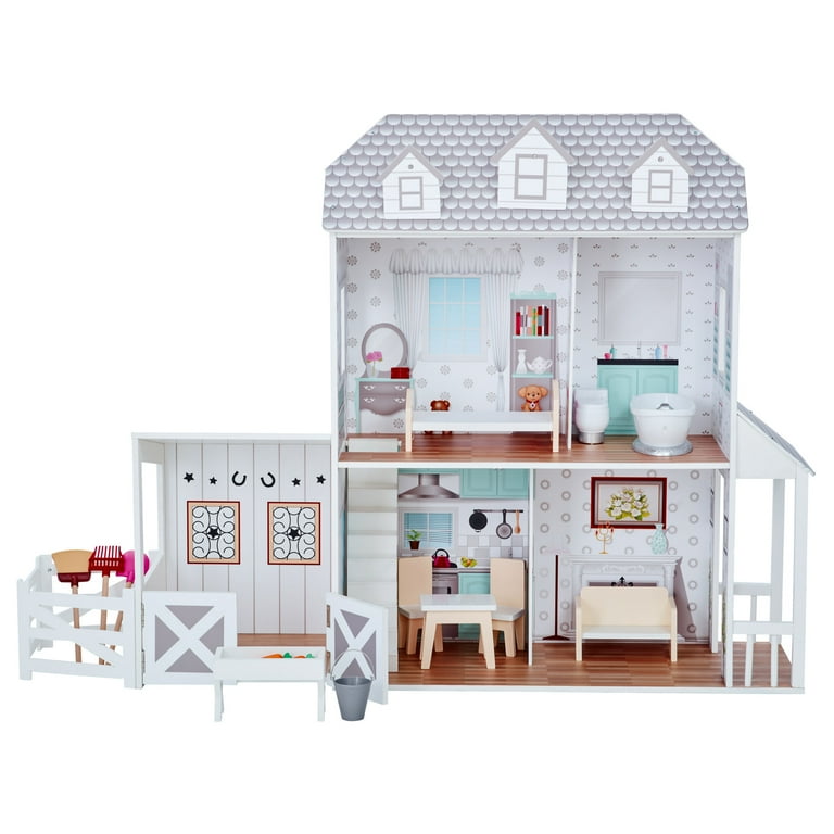 Teamson Kids, Dreamland Farmhouse Dollhouse, 2-Story, Multicolor