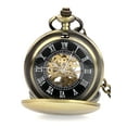thumbnail image 2 of TSV Men's Mechanical Retro Pocket Watch, Classic Mechanical Movement Pocket Watch with Chain, 2 of 7