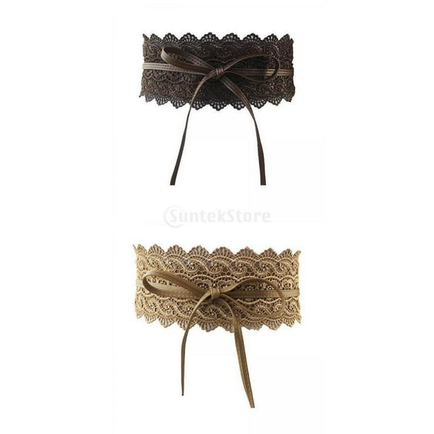 Cintura ancha de encaje.,Cintura ancha de encaje Elegante Moda Casual,Cinturón de cintura Flexible Durable Cómodo Mujer,Corsé Arco Nudo Cintura Sello Decorativo Portátil,Elástico Cinch Soledad Cintura ancha de encaje.