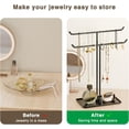 thumbnail image 3 of Necklace Holder- Metal Base Jewelry Organizer Stand, Aesthetic Jewelry Hanger Display for Necklaces, Bracelets, Rings, Exhibidor de Collares-Classic Black, 3 of 9