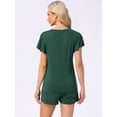thumbnail image 4 of DARING DIVA Lounge Set Flounce Pajama Set Soild Sleepwear Top S Green, 4 of 7