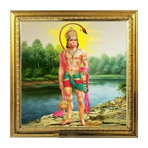 Lord Hanuman God Idol Photo Frame for Pooja Hindu Bhagwan Devi Devta Photo Frame Wall Decor Puja Temple Photo Frame 5.1 in