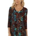 thumbnail image 3 of FASHIONWT Women Plus Size Tie Dye Print V-Neck 3/4 Sleeve Casual Top T-Shirt, 3 of 4