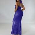 thumbnail image 6 of LYEAA Long Maxi Dresses for Women Sleeveless One Neck Glitter Sequin Dress Off Shoulder Elegant Dress Solid Color Cutout Evening Gown Cocktail Dress Fashion Dress Dress Blue M, 6 of 6