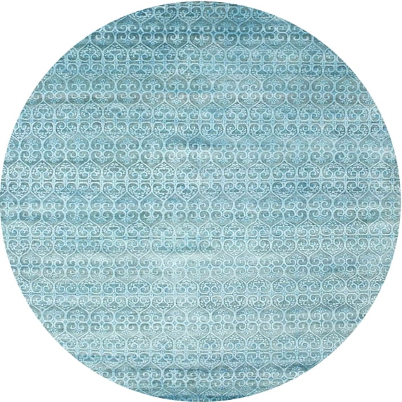 Ahgly Company Indoor Round Contemporary Blue Green Abstract Area Rugs, 8' Round