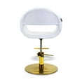 thumbnail image 3 of Salon Styling Chair MILLA White Seat Gold Base, Beauty Salon Barbershop Hair Studio Professional Furniture and Equipment, 3 of 8