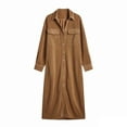 thumbnail image 5 of PFRNLF Corduroy Dresses for Women Button Down Lapel Long Sleeve Midi Shirt Dress A Line Long Tunic Shift Dress, 5 of 5
