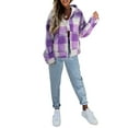 thumbnail image 2 of Veste à Capuche Décontractée pour Femmes à Manches Longues avec Fermeture Éclair, Imprimé à Carreaux, Poches, Chandail en Molleton d'Automne, 2 of 7