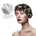 thumbnail image 2 of Kdxio Elegant Gold Moose Print Shower Cap for Women,Elastic and Reusable,Double Waterproof Layers Bathing Hat, 2 of 6