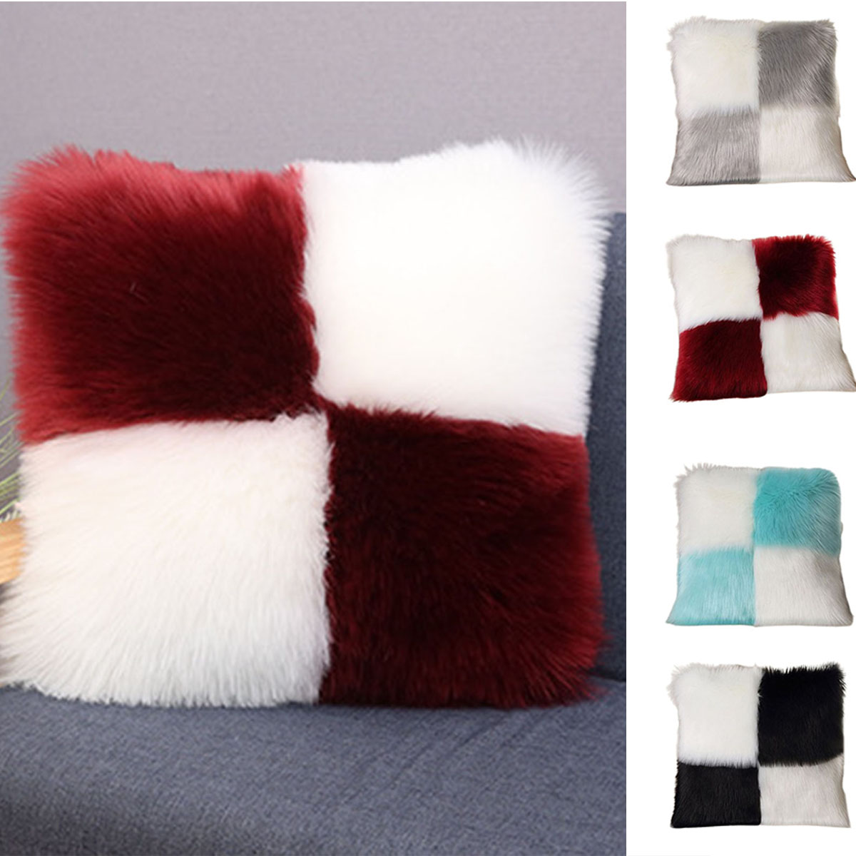 Cheers US Luxury Soft Faux Fur Fleece Cushion Cover Pillowcase