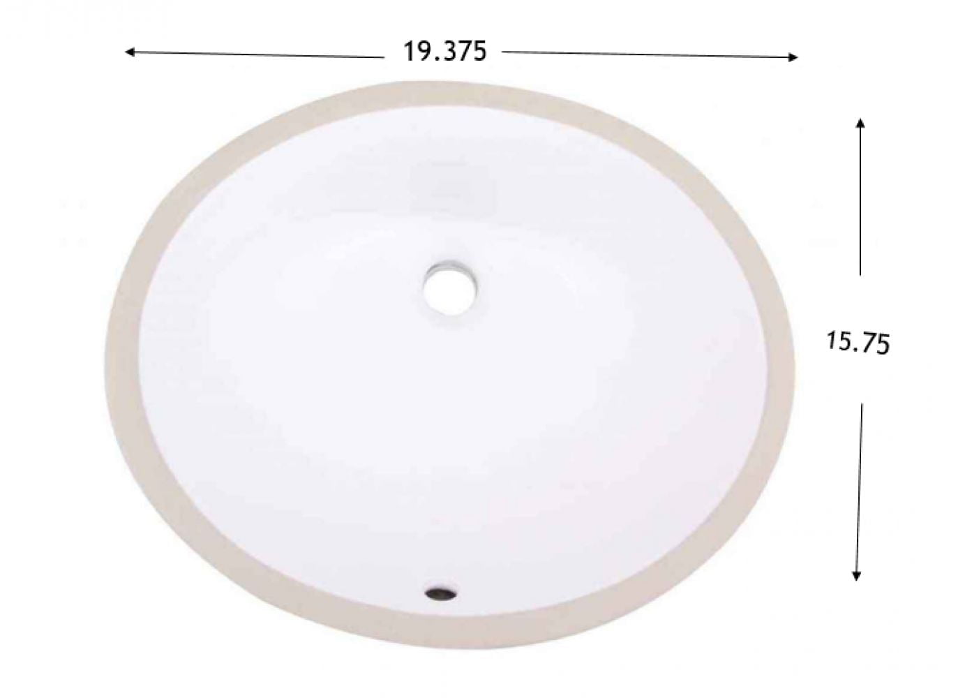 Imaginations américaines 19,375 pouces. L 15,75 pouces Lavabo de salle de bain sous plan ovale certifié CUPC de couleur blanche