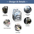 thumbnail image 5 of PVC Transparent Backpack Stylish & Durable Clear Backpack Perfect for School, Travel and Outings Blue Watercolor Floral Leaves, 5 of 7