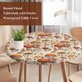 thumbnail image 3 of Round Tablecloth Fall Mushroom Elastic Edge Fitted Retro Autumn Leaves Plastic Table Cover,Waterproof Oil Proof for Dinner,Outdoor, Picnic, 36" - 44"&nbsp; DIA Tables, 3 of 6