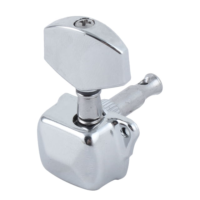 Unique Bargains Acoustic Guitar Chrome Parts Machine Head Tuning Peg Tuners Silver Tone Set