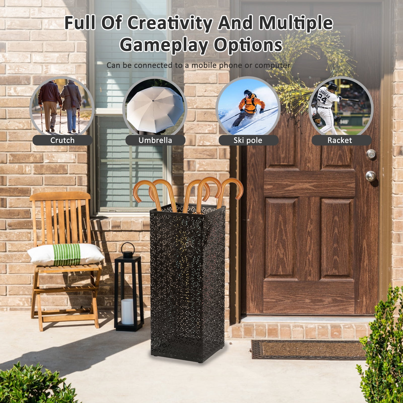 Metal Umbrella Holder Square Umbrella Stand Iron Umbrella Bucket Sturdy Umbrella Stand Stable Umbrella Bucket Large Storage Space Umbrella Stand Suitable for Umbrellas