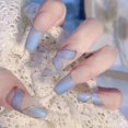 thumbnail image 1 of 24pcs Uñas Postizas Cortas Con Diseño Manicura Prensa Mate Largas, 1 of 4
