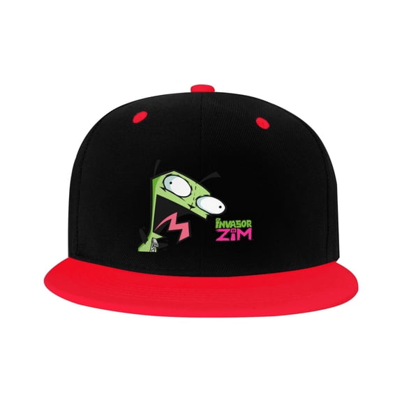 Invader Zim Kid'S Cartoon Baseball Cap,Adjustable Hip Hop Hat Flat Brim, Breathable Sun Hat For Boys Girls Red