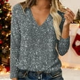 thumbnail image 2 of ZJXFGS Holiday Tops For Women Dressy Womens Long Sleeve Shirts Women'S Clothing Sequin Blouse Fashion Clothing Glitter Top Sparkly Tops For Women Gray S, 2 of 9