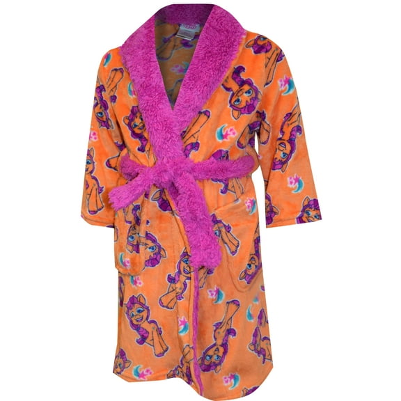 My Little Pony Girls Plush Orange & Pony Robe House Coat Size 3T