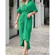 thumbnail image 1 of Vestido de cintura alta con cordones para mujer, cárdigan de un solo pecho con solapa, manga corta, dobladillo plisado, moda de verano, 2024, 1 of 5