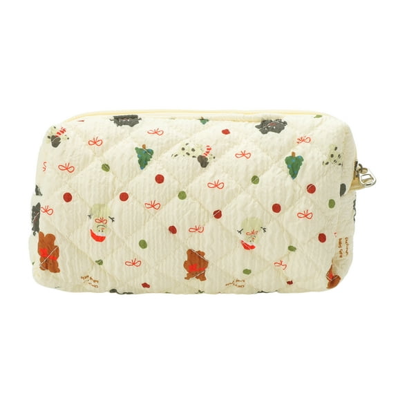 Unique Bargains 1 Pc Snowman Makeup Bag for Travel Beige Polyester