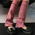 thumbnail image 3 of GROFRY 1 Pair Leg Warmers Flared Knee High Knitted Lolita Stretchy Keep Warm Solid Color Autumn Winter Women Boot Stockings for Daily, 3 of 7