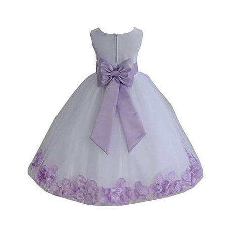Ekidsbridal White Tulle Rose Petals Flower Girl Dresses Junior Bridesmaid Communion Christening Baptism Father Daughter Dance Recital Gown 302T S