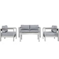 thumbnail image 1 of Modway Shore Ensemble de Mobilier de Patio Extérieur en Aluminium de 4 Pcs, Gris Argenté, 1 of 4
