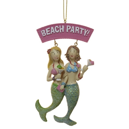 Christmas Coctails Mermaids Having Cocktails Beach Party Christmas/ Everyday Ornament ()
