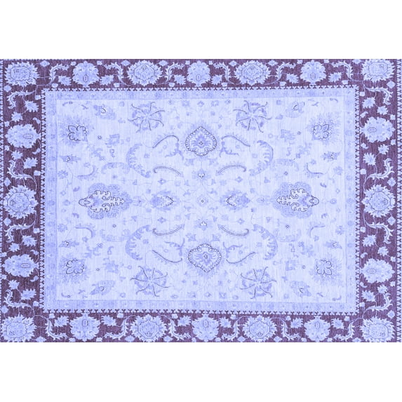 Ahgly Company Machine Washable Indoor Rectangle Oriental Blue Traditional Area Rugs, 7' x 9'