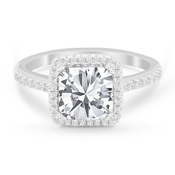 Halo Princess Cut Wedding Ring CZ 925 Sterling Silver Size 5