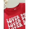 thumbnail image 5 of Bagilaanoe 2Pcs Toddler Baby Boy Valentine's Day Outfits Letter Print Long Sleeve Pullover Tops + Trousers 6M 12M 18M 24M 3T Kids Fall Long Pants Set, 5 of 9