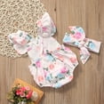 thumbnail image 3 of Arvbitana 2PCS Clothes Set Newborn Baby Girls Flower Open Back Romper + Bow Headband Clothes, 3 of 8