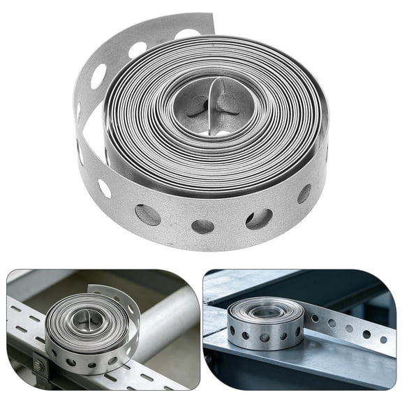 FOMIYES Galvanized Metal Support Strap, Plated Perforated Hanging Band for Plumbing and Securing Pipes