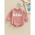 thumbnail image 2 of ZAXARRA Barboteuse de Printemps pour Bébés Filles Garçons Manches Longues Col Rond Imprimé Lettre BABE Combinaison Décontractée, 2 of 8