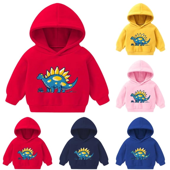 Pretxorve Kids Boys Girls Long Sleeve Graphic Tee Hooded Pullover Casual Daily Shirts Sizes 2-7Y