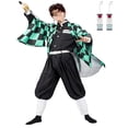 thumbnail image 2 of Disfraz de cosplay Buyoem Tanjiro Anime Kimono Green Child 120, 2 of 6