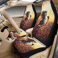 thumbnail image 3 of Xixirimido 5-Piece Car Seat Cover Set Breathable PU Leather Front Seat Covers with Seat Belt & Console Covers Universal Fit for SUV, Sedan, Truck, Horse Vibrant Roses Flower, 3 of 8