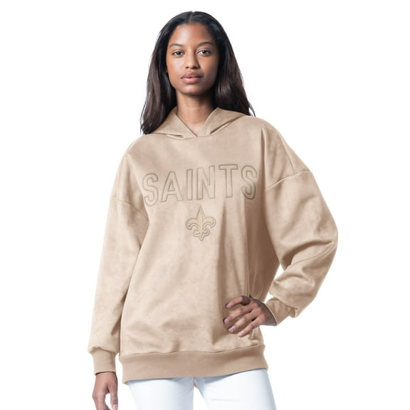 Women's G-III 4Her by Carl Banks  Cream New Orleans Saints Best Hitter Oversized Tunic Pullover Hoodie