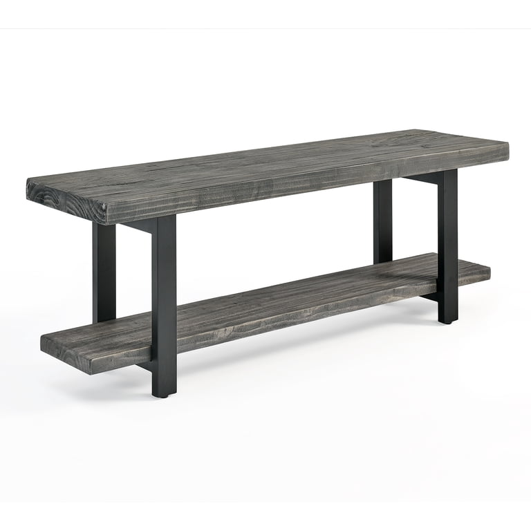 半額セール　在庫処分　ラストワン黒メラミンレジカウンター120✖110✖45cm Pomona 2 Tier Entryway Bench with Storage Shelf – Solid Pine Wood