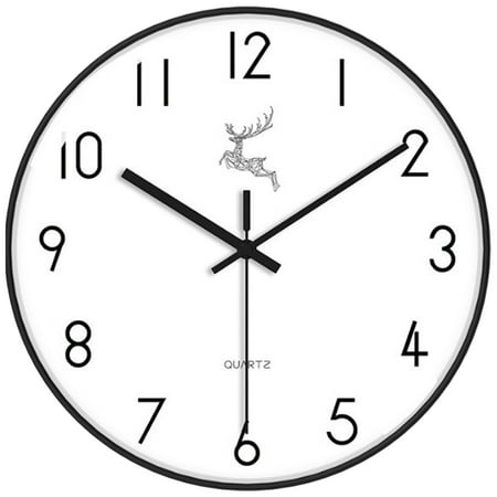 REGALWOVEN Wall Clock, Silent Non Ticking Battery Operated Modern Clocks for Office, Home, Bathroom, Kitchen Black Deer 8 Inch