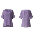 thumbnail image 3 of Babysbule Womens Tops Women Casual Lotu Sleeve V-Neck Solid Irregular Blouse Tops T-Shirt, 3 of 7