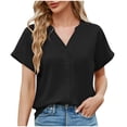 thumbnail image 1 of Eres Más Que una Camisa de Puntuación de Prueba con Cuello en V Algodón Hemstitch Patchwork Manga Corta Top Casual, Blusa Ligera de Verano para Uso Diario, 1 of 8