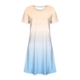 thumbnail image 4 of Puntoco Vestido De Verano Para Mujer, Informal, Estampado, De Playa, Manga Corta, Cuello Redondo, Suelto, Camiseta Sin Mangas, Vestido De Manga Corta Con Cuello Redondo, Color Beige L, 4 of 5